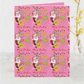 Moderne Roze Vrolijke Kerstmis Sinterklaas Kaart (Gele Bloem)