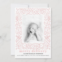 Moderne Roze Vrolijke Levering Meisje Geboorteaank