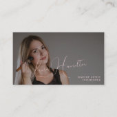 Moderne roze vrouwelijke aangepaste foto logo beau visitekaartje (Voorkant)