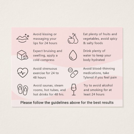 Moderne roze vulling nazorginstructies Kaart (Achterkant)