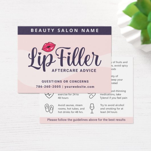 Moderne roze vulling nazorginstructies Kaart (Bureau)
