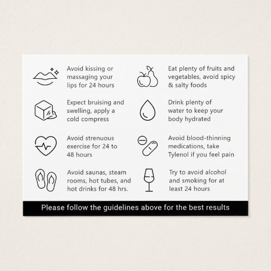 Moderne roze vulling nazorginstructies Kaart (Achterkant)