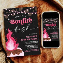 Moderne Roze Vuur Uitnodiging - Vuur Bash