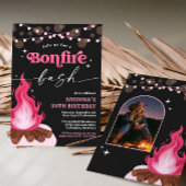 Moderne Roze Vuur Uitnodiging - Vuur Bash