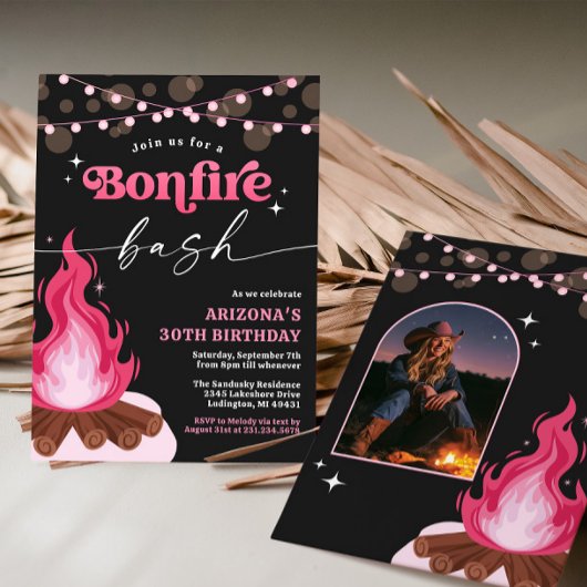 Moderne Roze Vuur Uitnodiging - Vuur Bash