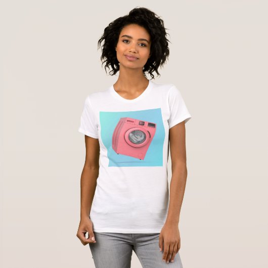 Moderne roze wasmachine t-shirt (Voorkant volledig)