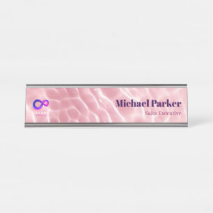 Moderne Roze Water Rimpel Aangepast Logo Kantoor Bureau Naambordje