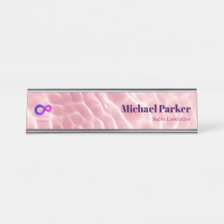Moderne Roze Water Rimpel Aangepast Logo Kantoor Bureau Naambordje