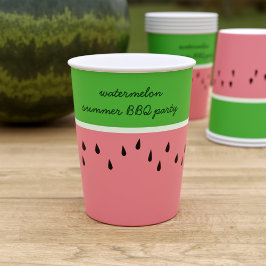 Moderne Roze Watermeloen Fruit Zomer Papier Kopjes Papieren Bekers