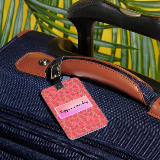 Moderne roze watermeloen, zomer bagagelabel (Voorkant Insitu 1)