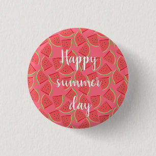 Moderne roze watermeloen, zomer ronde button 3,2 cm