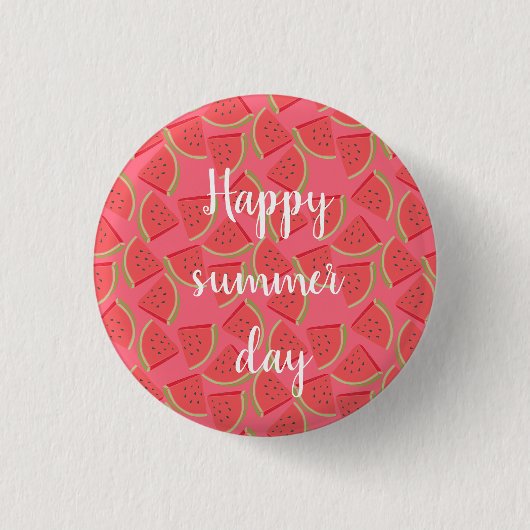 Moderne roze watermeloen, zomer ronde button 3,2 cm (Voorkant)