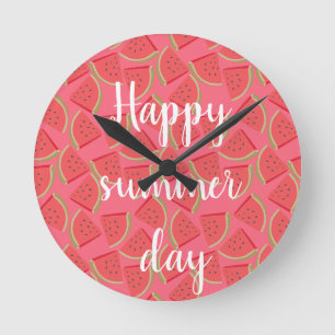 Moderne roze watermeloen, zomer ronde klok