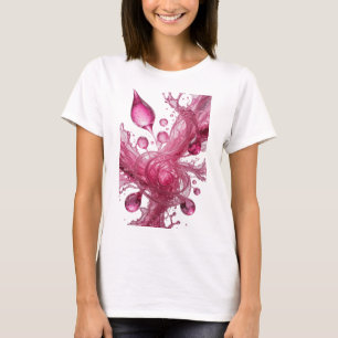 Moderne Roze WATERSPATTEN Artistiek Motief T-shirt