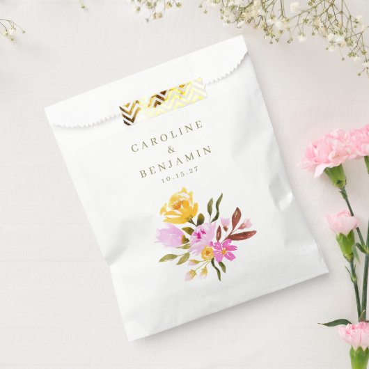 Moderne roze Waterverf - Aangepaste namen bruiloft Bedankzakje (Gezegeld)