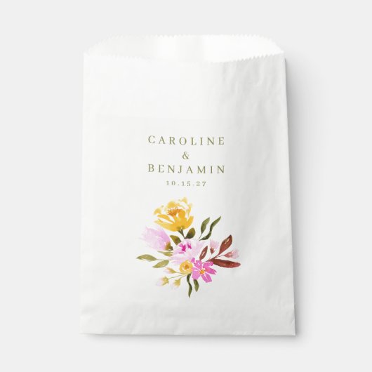 Moderne roze Waterverf - Aangepaste namen bruiloft Bedankzakje (Voorkant)