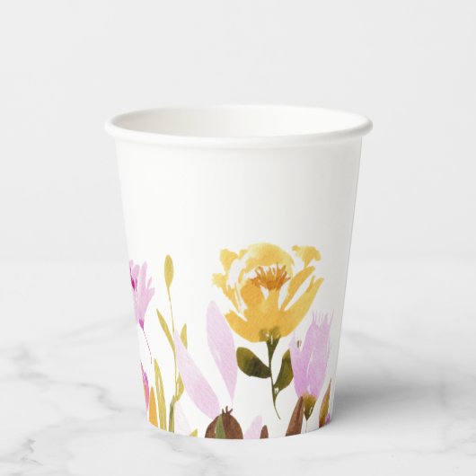 Moderne roze Waterverf - Aangepaste namen bruiloft Papieren Bekers (Achterkant)