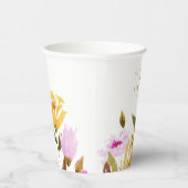 Moderne roze Waterverf - Aangepaste namen bruiloft Papieren Bekers (Rechts)