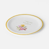 Moderne roze Waterverf - Aangepaste namen bruiloft Papieren Bordje (Gekanteld)