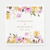 Moderne roze Waterverf - Aangepaste namen bruiloft Servet (Voorkant)