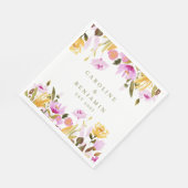 Moderne roze Waterverf - Aangepaste namen bruiloft Servet (Hoek)