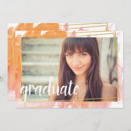 Moderne roze Waterverf Afstuderen Kaart