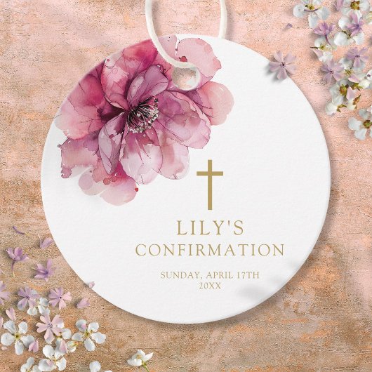 Moderne Roze Waterverf Bloem Confirming Bedankjes Labels