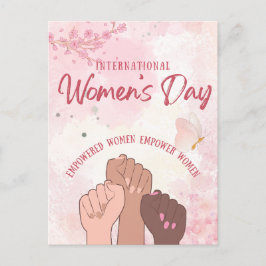 Moderne Roze Waterverf Bloem Vrouwendag Briefkaart