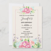 Moderne roze waterverf bloemboeket verjaardag kaart (Voorkant)