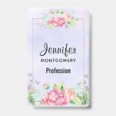Moderne Roze Waterverf Bloemen Frame Badge (Achterkant)