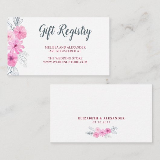 Moderne roze waterverf bloemen lente bruiloft informatiekaartje (Voorkant / Achterkant)