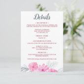 Moderne roze waterverf bloemen lente bruiloft informatiekaartje (Staand voorkant)