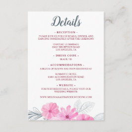 Moderne roze waterverf bloemen lente bruiloft informatiekaartje