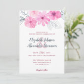 Moderne roze waterverf bloemen lente bruiloft kaart (Staand voorkant)