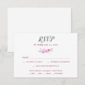 Moderne roze waterverf bloemen lente bruiloft RSVP kaartje (Voorkant / Achterkant)