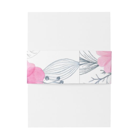 Moderne roze waterverf bloemen lente bruiloft uitnodigingen wikkel (Achterkant Voorbeeld)