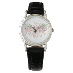 Moderne Roze Waterverf Bloemen Women's Watch Horloge