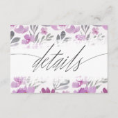 Moderne roze Waterverf bloemenbruiloft Details Informatiekaartje (Voorkant)