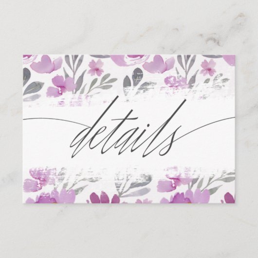Moderne roze Waterverf bloemenbruiloft Details Informatiekaartje (Voorkant)
