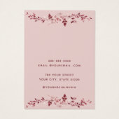 Moderne roze waterverf bloemenoorbel display kaart (Achterkant)