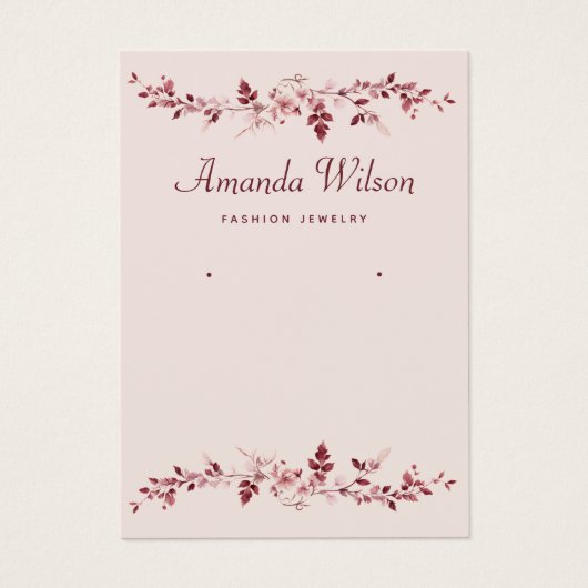 Moderne roze waterverf bloemenoorbel display kaart (Voorkant)