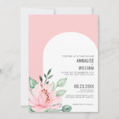 Moderne Roze Waterverf Bloemige Bruiloft Kaart (Voorkant)