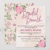 Moderne Roze Waterverf Bloemige Bruiloftsbrunch Save The Date (Voorkant / Achterkant)