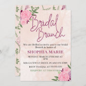 Moderne Roze Waterverf Bloemrijke Bruidsbrunch  Save The Date (Voorkant / Achterkant)