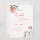 Moderne Roze Waterverf Bloemrijke Script Bruidsmei Kaart (Voorkant)