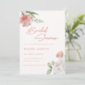 Moderne Roze Waterverf Bloemrijke Script Bruidsmei Kaart (Staand voorkant)