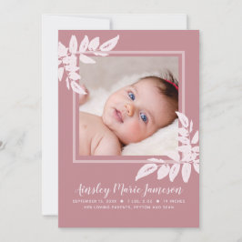 Moderne roze Waterverf Botanische nieuwe baby gebo Aankondiging