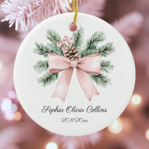 Moderne Roze Waterverf Bow Script Baby Girl Naam