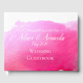 Moderne, roze waterverf bruiloft gastenboek (Voorkant)