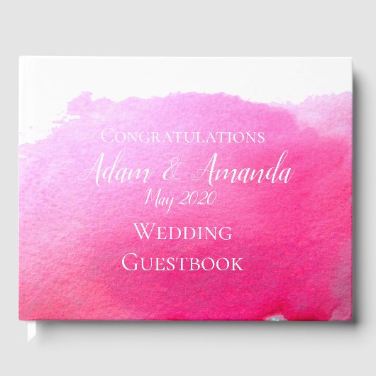 Moderne, roze waterverf bruiloft gastenboek (Voorkant)